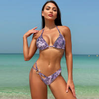 Conjunto de Bikini de Estampado de Leopardo Cuello Colgante en Triangle - details 21
