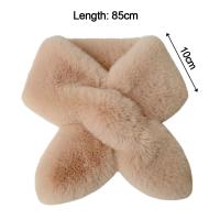 Bufanda de piel sintética de conejo para mujer y niña, chal cálido de felpa gruesa para el cuello, envoltura cruzada bonita, Invierno - details 0