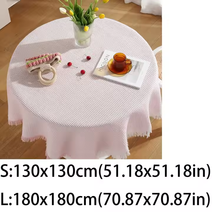 Mantel de mesa redondo a cuadros Walf grueso, cubierta para mesa de té Vintage a prueba de aceite, mantel de encaje de Dacron lavable para sala de estar - 1