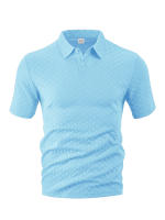 Hombre verano slim transpirable transpiración suelta casual color sólido jacquard hombre manga corta Polo - details 34