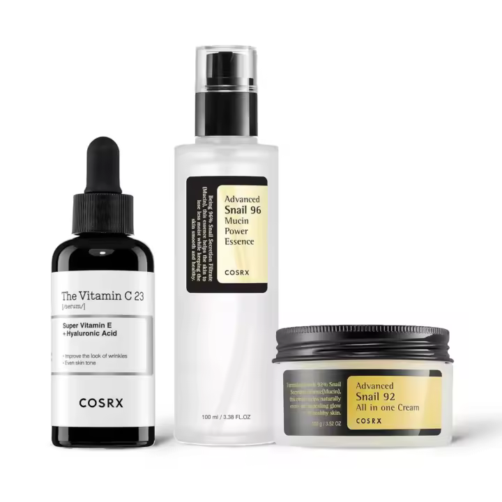 COSRX Advanced Cycling Routine- Suero de vitamina C al 23% Esencia de mucina al 96% + Crema todo en uno de caracol al 92%, cuidado diario profesional de la piel, - 1