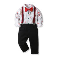 Camisa de manga larga con estampado animal para niños de Navidad con conjunto de dos piezas estilo suspensorio para niños - details 1