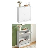 Zapatero Ultra Estrecho de 19 cm con 2 Solapas Organizador de Perfil Delgado para Zapatos de Entrada Blanco 50 x 19 x 91 cm FSR151-W ES - details 12