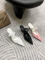 Nuevos tacones altos puntiagudos, hilo de malla para mujer, una palabra con boca ligera, cabeza de bolso estilo hada de moda, medias zapatillas. - details 42