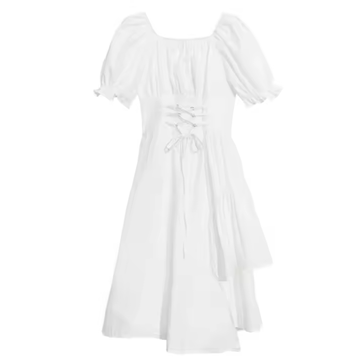 Vestido midi con cuello cuadrado y vendaje - 1