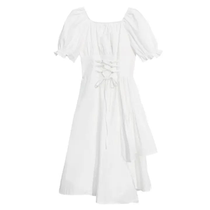 Vestido midi con cuello cuadrado y vendaje - 1
