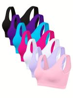Conjunto De 7 Sujetadores Deportivos Sólidos Sin Costuras, Cómodos Y Transpirables, Lencería Y Ropa Interior Para Mujeres - details 0