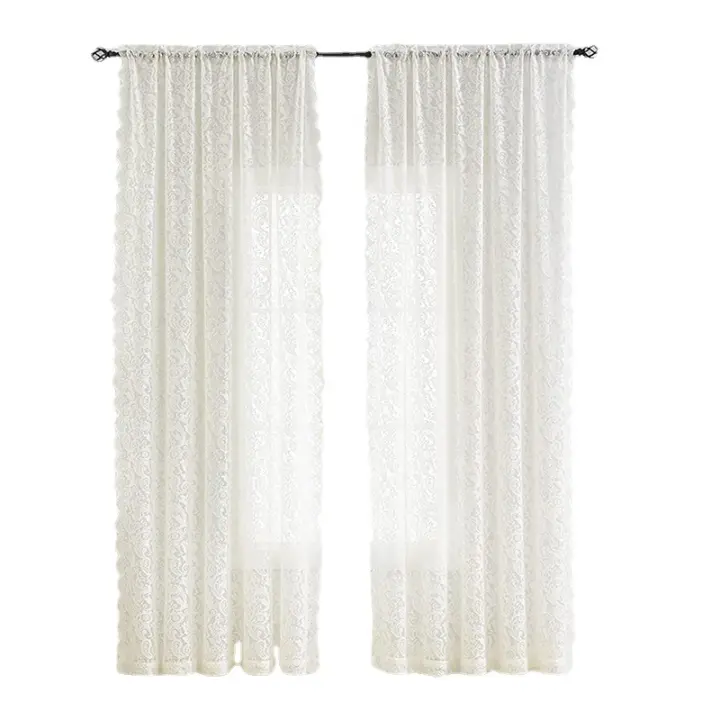 Cortinas de gasa de encaje retro francés,cortinas transparentes que filtran la luz,dormitorio,salón,habitación infantil - 1