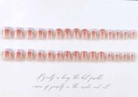24pcs Uñas Postizas Simples Para Mujer Estilo Francés Cuadradas Cortas ABS Desmontables Conjunto De Parches De Uñas Para Oficina Y Fiestas - details 1