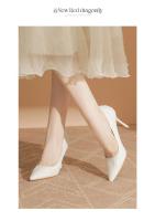 Nuevos tacones altos de las mujeres stiletto moda francesa temperamento boda novia zapatos de las mujeres blanco solo zapatos - details 14