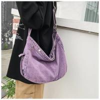 Japonés Denim Lavado Lienzo Bolso Bandolera Retro Perezoso Estilo Literario Hombro Gran Capacidad Señoras Bolso - details 15