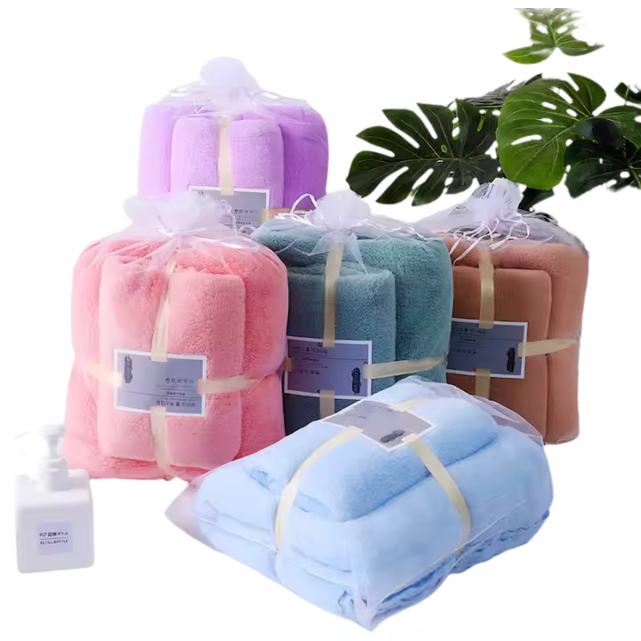 2 juegos de toallas de baño Veet de coral para adultos, ultrasuaves y muy absorbentes, para hoteles y spas de secado rápido - 1