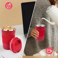 Taza de Café Roja de 380mL Termo de Acero Inoxidable 304 Portátil Antibacteriano para Coche - details 4