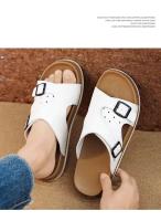 Nuevas sandalias deslizantes, zapatos planos con punta redonda, suela suave y gruesa, zapatillas en espiga, zapatillas con hebilla de cinturón para hombre - details 13