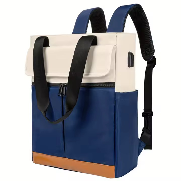 Mochila impermeable para hombre y mujer, bolsa de viaje con almohadilla de 15,6 pulgadas, impermeable, para ordenador portátil, color blanco, negro, azul, USB, plegable, escolar, Hik - 1