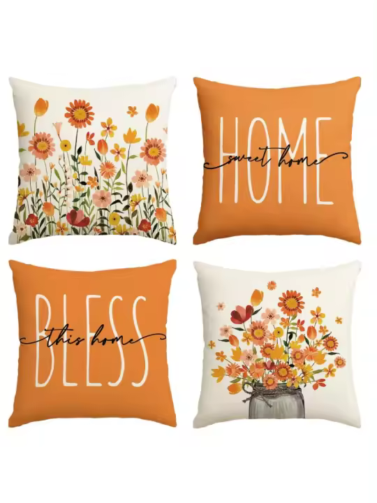 Fundas para Cojines, Juego de 4 Fundas de Almohada decorativas de Tela de Lino para Granja, Color sólido para Sala de estar y sofá - 1