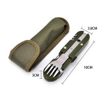 Cubiertos plegables de acero inoxidable, cuchillo, tenedor, cuchara, vajilla portátil para exteriores, equipo de Camping - details 0