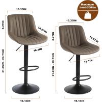 Taburetes de Cocina Altos Juego de 2, Taburete Giratorio de Altura con Resaldo, Taburete Alto Ajustable de Cuero PU, Taburete Moderno para Cocina Marrón - details 2