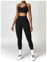 Sujetador deportivo con cuello Halter para mujer, Top fruncido de alto soporte para gimnasio, ropa de entrenamiento, corsé de - details 23