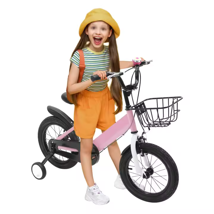 Bicicleta para Niñas de 14 Pulgadas Con Cesta, Ruedas Estabilizadoras, Freno de Mano, Timbre y Neumáticos - 1