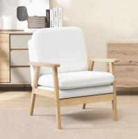 Sillón de lino, sillón individual, sofá de madera, silla de lectura de relajación, cojín trasero de asiento grueso para sala de estar y dormitorio - details 10
