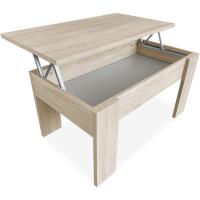 Mesa de Centro para Café/Té, Elevable, Mesita de Salón o Comedor, Color Wengue, Medidas: 90 cm (Ancho) x 50 cm (Fondo) x 46/57 cm (Alto) - details 11