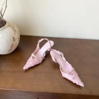 Bolsa de alta costura francesa sandalias de cabeza feminidad socialite encaje puntiagudo tacón fino con zapatillas geniales de tacón alto - details 30