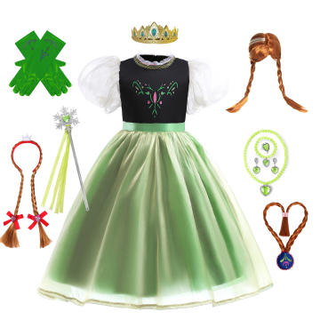 Anna Frozen Vestido Verde Disfraz Vestido De Anna Verde De Disney Para  Nias, Disfraz De Princesa