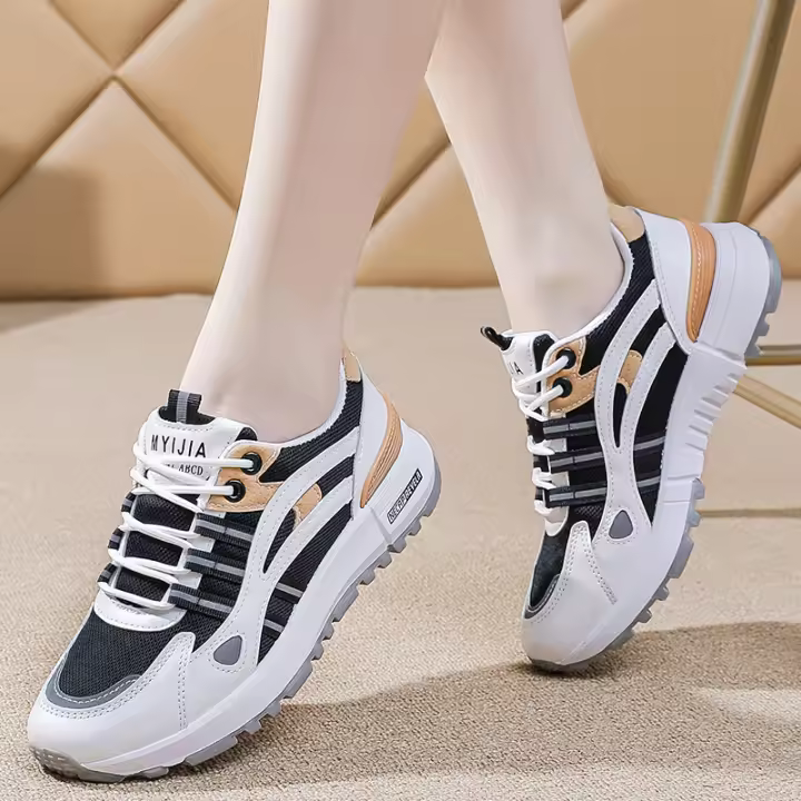 Nuevas zapatillas deportivas informales, transpirables, ligeras y versátiles de talle alto con suela gruesa para mujer - 1