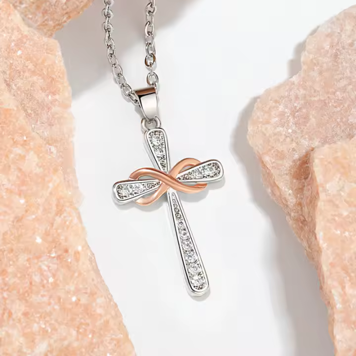 Collares Clavícula con Colgante del Símbolo del Infinito, Collares de Cruz Eterna Retro y Personalizados con Aire Euroamericano, Joyas de Moda Nuevas - 1