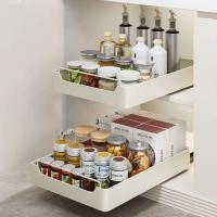 Retráctil con rieles deslizantes sin instalación, caja de especias para cocina, estante de almacenamiento, organizador de gabinetes - details 0