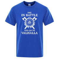 Camiseta de hombre con estampado vikingo, eslogan "Die in battle, go to Valhalla", ropa de marca, estilo hip-hop, verano, talla grande - details 10