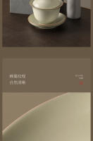 Mihuang Ru Kiln Sancai Bowl Fair Taza de té de tres piezas Anti escaldaduras con cubierta Juego individual - details 10