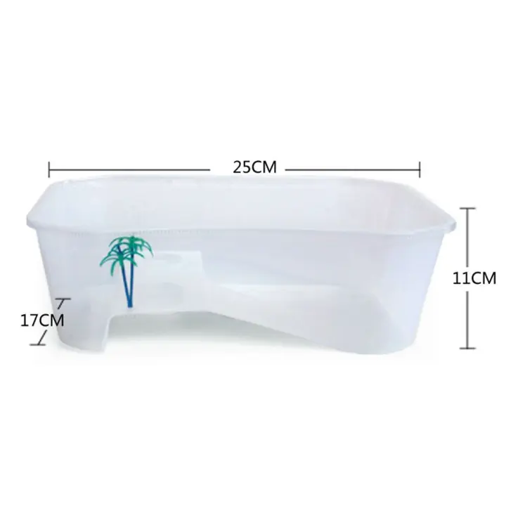Accesorios para mascotas, rampa para tomar el sol, tortuga, caja para Vivarium, tierra de agua, doble uso, tortuga cuadrada, acuario, Mini tanque de plástico para reptiles, tortuga - 1