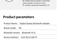 Receptor transmisor de Audio con Bluetooth, pantalla LED de M5, 3,5mm, AUX, R/L, RCA, TF/u-disk, adaptador inalámbrico estéreo, Control IR con micrófono - details 34