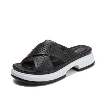 Sandalia zapatillas de suela gruesa con diamantes de imitación para mujer, ropa de verano, nuevo estilo 2025, bizcocho, sensación de pisar caca, - details 1