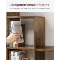 Librería con 10 Cubos, Estantería para Libros con Compartimentos Abiertos, Decoraciones, Fotos, Plantas, Salón, Dormitorio, Estudio, 29 x 129,5 x 129,5 cm, Marrón Rústico - details 3