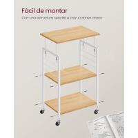 Estantería de Cocina con Ruedas, Carrito de Servicio de 3 Niveles, Estantería para Microondas, Horno, Tostadora, Marco de Metal con 6 Ganchos, Marrón Rústico y Negro - details 23