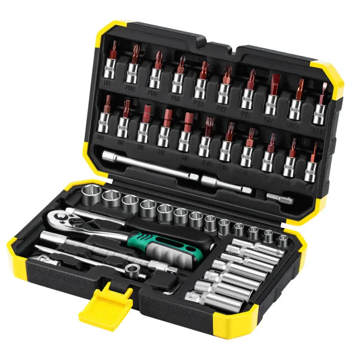 Juego de Clave de Cierre de 1/4" con Mango de Ratchet de 72T y Brocas S2 - 1