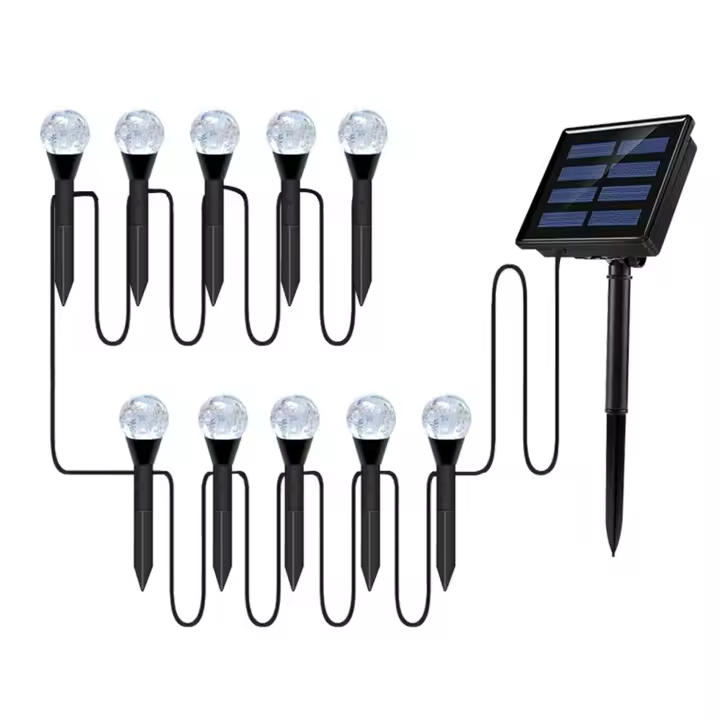 Lámpara de pared de camino de paisaje de césped de jardín LED para exteriores con foco solar 10 en 1 - 1