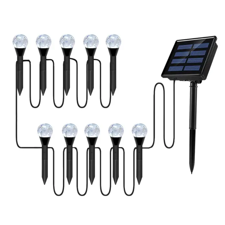 Lámpara de pared de camino de paisaje de césped de jardín LED para exteriores con foco solar 10 en 1 - 1