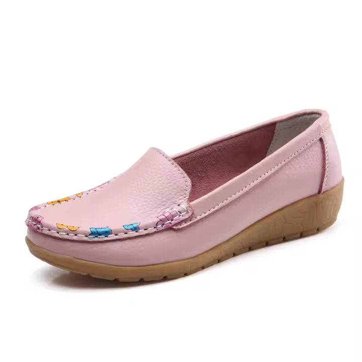 Zapatos náuticos planos para caminar y conducir de cuero suave informales sin cordones para mujer a la moda - 1