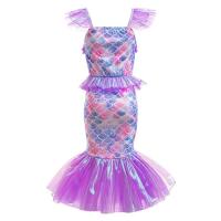 Vestido de cola de disfraz de princesa Ariel de fantasía de sirena púrpura para niña pequeña para fiesta en la playa - details 6