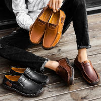 Zapatos De Cuero Hechos a Mano Para Hombre Mocasines Casuales Cómodos Zapatos Planos Para Exterior Caminar Talla Verdadera Para Adultos - details 23