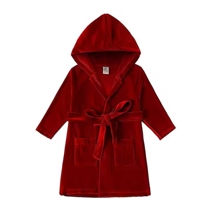 Albornoz de terciopelo dorado para niños y niñas, ropa de casa, pijamas para niños, nuevo estilo de Navidad, Otoño e Invierno - 1