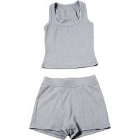 BUNO-chándales informales para Mujer, conjunto de 2 piezas, chalecos cortos elásticos con cuello en U y pantalones cortos acanalados, ropa deportiva concisa para gimnasio - details 39