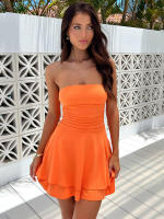 M23DS735 Vestido superior de color sólido plisado de cintura alta ajustado nuevo a la moda para mujer - details 27