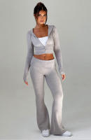 Conjunto de dos piezas de moda para mujer, Top con capucha, pantalones informales, ajustados, primavera - details 4
