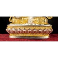 Xizang-estatua de Buda Zunsheng tántrica, decoración de salón dorada de cobre puro, uso étnico tibetano, 10 pulgadas, 30cm - details 1