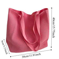 Bolso tejido hueco informal de gran capacidad, bolso de mano tejido para playa, bolso de mano de estilo perezoso, bolso trenzado para axila para mujer y niña - details 0